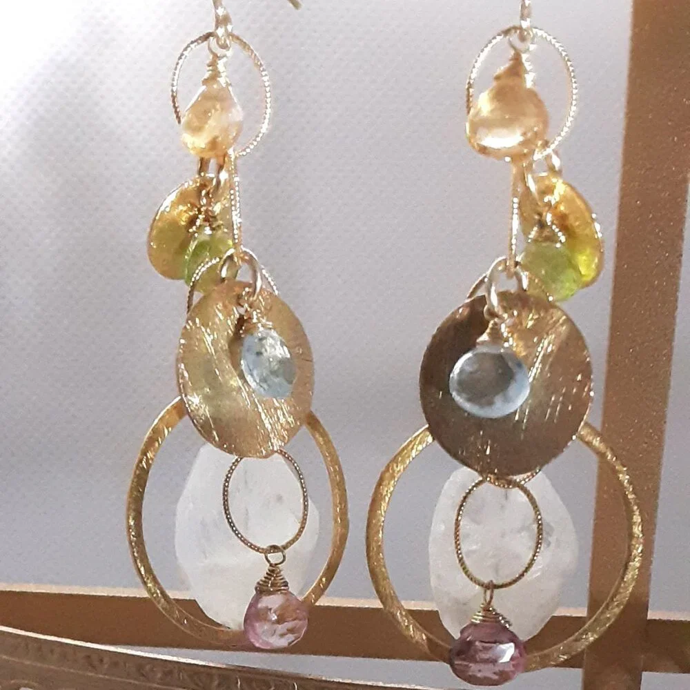 CLOSET SALE!!  New Boho chic gold tone dangle earrings Designed by Nina Nyugen - Picture 8 of 13